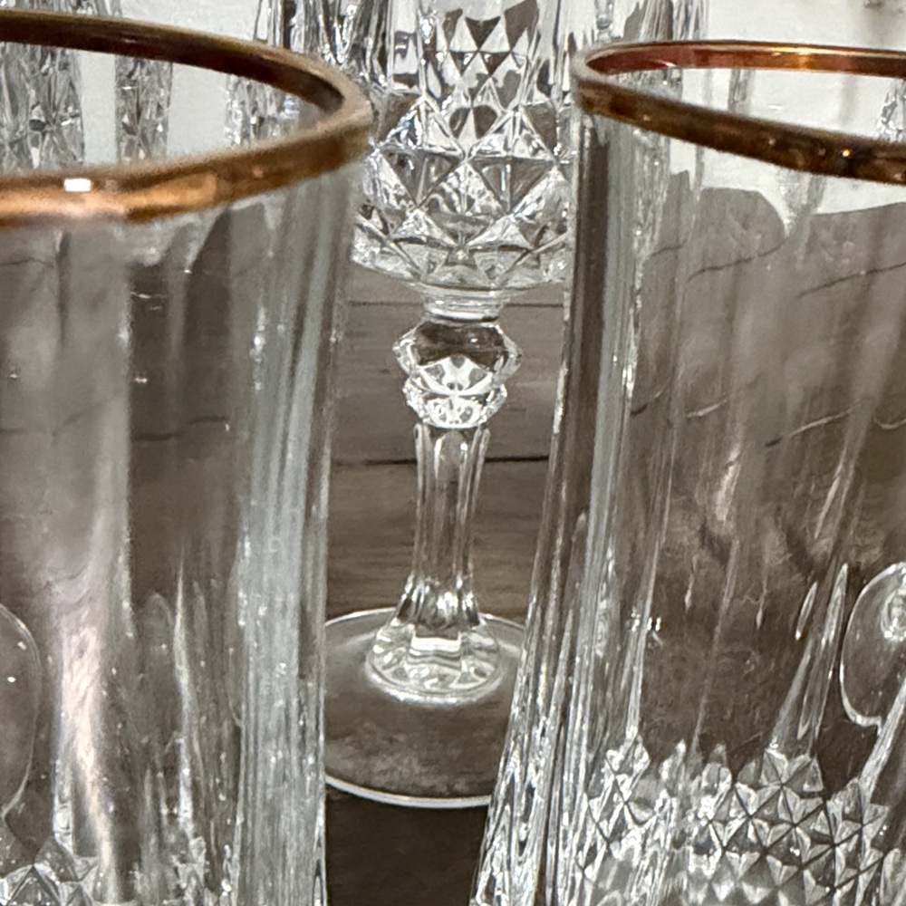 Vintage Cristal d’Arques France 24% Lead Crystal Glasses with Gold Rim – Set of - Picture 11 of 11